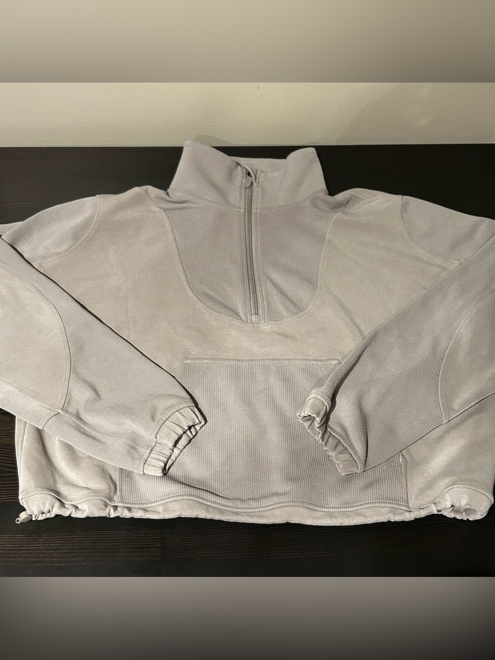 Lululemon Brushed Softstreme Ribbed Half Zip -- Riverstone (size 12)